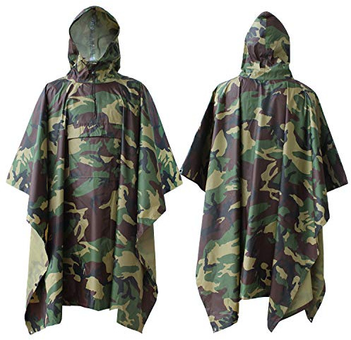 ElifeAcc Multifunktions-Regenmantel mit Kapuze Poncho - Wasserdichter Regenmantel Zeltbodenmatte Sonnenschutzplane Perfekt für Outdoor-Aktivitäten