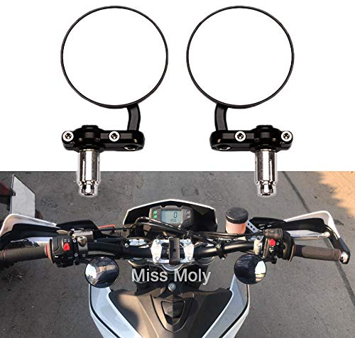 Motorcycle Round Bar End Mirrors Motorcycle Rear View Side Mirror for 7/8 Handlebar Fits Chopper Cruiser(Black)