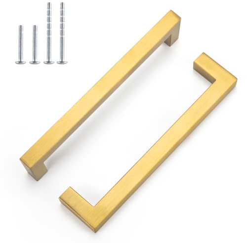 LONTAN 25 Stück Schrankgriffe 160mm Lochabstand Möbelgriffe Gold Schrankgriffe Vintage Schrankgriffe Edelstahl Schrankgriffe Griffe für Küchenschränke Schubladengriffe Antik