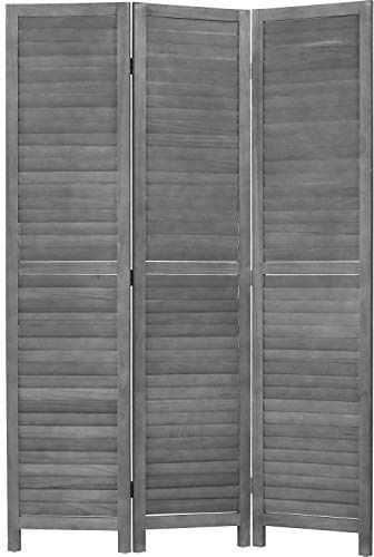 3 Panel Wood Room Divider 5.7 Ft Tall Privacy Wall Divider 67.7 x 16.9 Each Panel Folding Wood Screen for Home Office Bedroom Restaurant （Gray）
