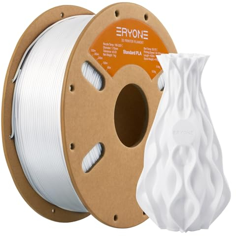 ERYONE PLA Filament 1.75 mm, 3D Drucker Filament PLA, Maßgenauigkeit +/- 0,03 mm 1 kg/Spule, Kaltes Weiß