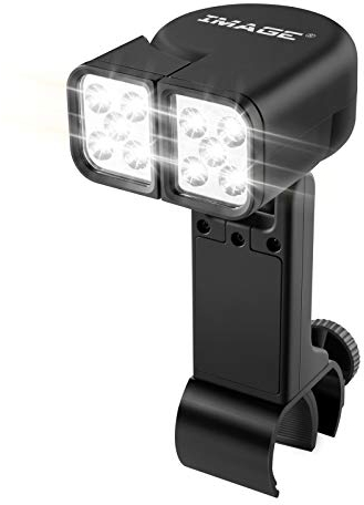 IMAGE Grilllampe Grill Licht 10 LEDs verstellbare BBQ Grillbeleuchtung mit Touch Schalter und C-Klemme Befestigung für Barbecue Picknick Outdoor, Geschenke für Männer Papa Ehemann Vatertag