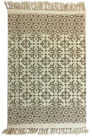 GMMH Baumwollteppich, Waschbar, Boho Teppich, 60 x 90 cm, Flickenteppich Azteken Mexiko Teppich (Design 1)