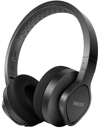 Philips A4216 Cuffie wireless over-ear Bluetooth con bassi potenti, suono, driver da 40 mm, batteria da 35 ore, ricarica rapida, 230 g, leggere, lavabili/rinfrescanti, IP55, colore nero