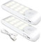 Nachtlicht mit Bewegungsmelder, [2 Stück] 24LED Aufladbar USB Schranklicht mit 3 Modi(Auto/ON/OFF), Nachtlampe Schranklichtfür Kinderzimmer, Flur, Küche, Nachttisch, Treppe, Garage Beige, Eisen Metall