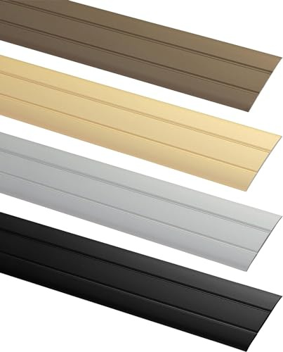 ALPENSTAHL Übergangsprofil selbstklebend | Länge 90 cm | Türschiene Breite: 37 mm | Boden-Schiene flach für Fußböden, Laminat | Zierleiste Aluminium zum Kleben | Alu Bodenprofil Messing Gold