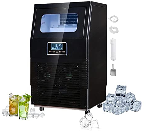 PanHuiWen Machine à glaçons Industrielle Machine a Glacons Pas Cher Réservoir de Glace de 4 kg Machine a Glace Italienne Professionnelle 40 kg/24 h Boissons MéLangéEs De FêTe
