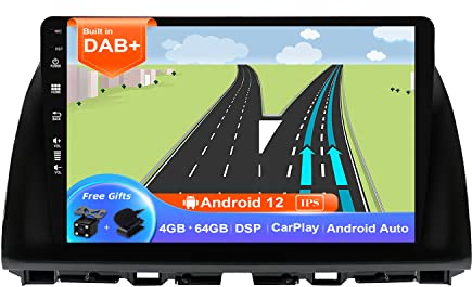 JOYX Android 12 Autoradio Passt für Mazda CX-5 (2013-2016) - Eingebaut DAB/DSP/Carplay/Android Auto - 4G+64G - Kamera MIC KOSTENLOS - 10.1 Zoll 2 Din - Lenkradsteuerung WiFi 4G BT Fast-boot 360-Kamera