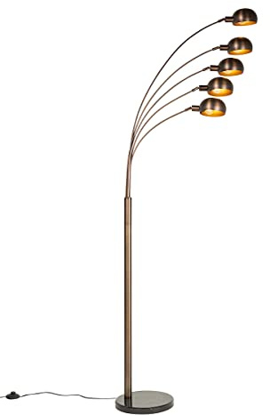 Qazqa Design Stehleuchte, Stehlampe - Sixties - Dunkelbronze, max. 25W, Geeignet für LED, 5-flammig, 198cm, Ideal als Wohnzimmerlampe
