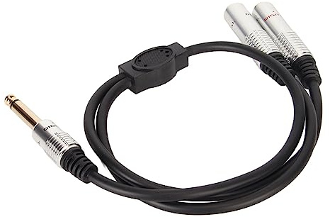 6.35mm Splitter Y Cable,1/4 Inch Aluminum Alloy Shell Mono Male Plug to Dual 6.35mm Female Jack Cable 19.7in