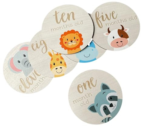 Monatliche Baby Meilensteinkarten - Geburtsankündigungsschild, 13 Meilensteinscheiben aus Holz für das erste Jahr, Foto-Requisiten für Babys, Geschenk für werdende Eltern, Babyparty-Geschenk für