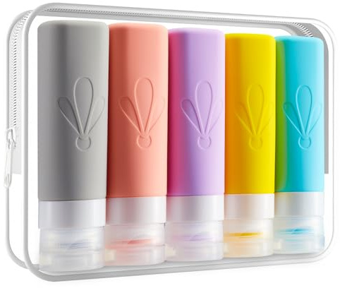 INSFIT Reiseflaschen für Toilettenartikel, TSA-geprüfte 90ml Reisegrößenbehälter, BPA-freie, auslaufsichere, quetschbare Silikonschläuche für Shampoo, Spülung, Lotion, Seife mit Etiketten