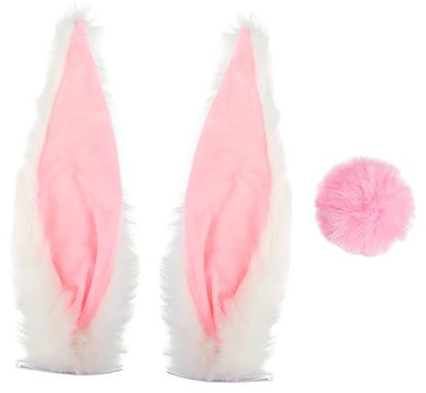 PACKOVE Helmohren aus Flanell und Kunstkaninchenfell Rosa Helm Hasenohren Leicht zu Befestigen für Skihelm für Motorradhelm