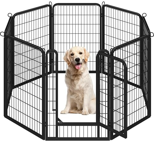 Yaheetech Recinto per Cani 8 Pannelli 68 x 100 cm in Metallo Trasportabile Giardino Conigli Cuccioli Recinzione Rete Animali Domestici Nero
