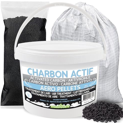 Charbon Actif vendu en sachet de 1kg 2kg / seau de 5kg 10kg / sac de 25kg - Granulés Haute Pureté Purification Filtration de l'Air, Filtre à charbon, Aquarium, Caves à Vin, Hotte (1kg)