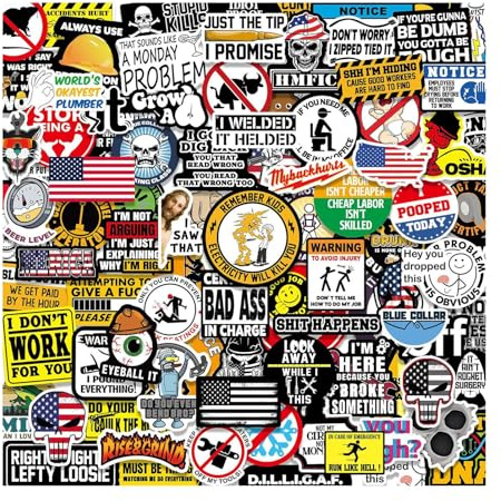 Fnaekier 150 Hard Hat Sticker and Decals Funny Toolbox Warning Sticker Helmet Stickers Welding Stickers Construction Stickers, Funny Stickers for Adults, Mechanics, Electricians, Construction, Wel