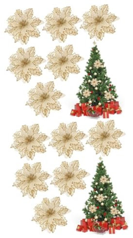 Cabilock 12stücke Künstliche Weihnachtsblumen Für Weihnachtsbaumdekoration Leichte Langlebige Deko Für Girlanden Und -projekte Gold