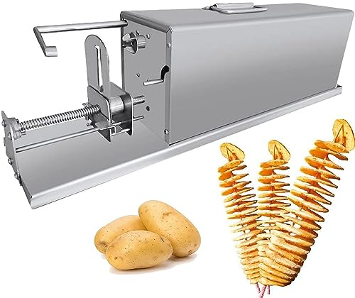 VQIGGTSS Cortador en Espiral de Patatas Fritas Tornado, rebanador de Patatas retorcido, Cortador eléctrico de Patatas Fritas de Acero Inoxidable, Cortador de Verduras en Espiral