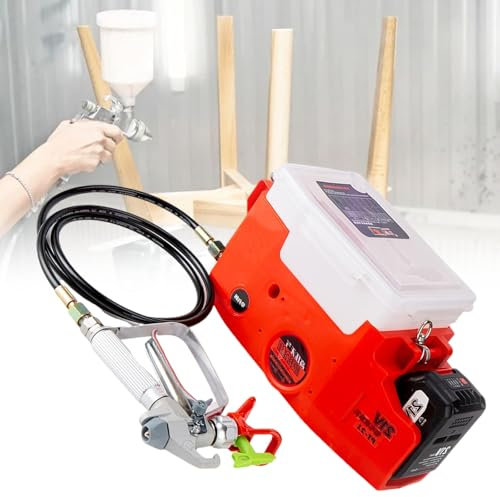 vnmudzeo PulvéRisateurs De Peinture sans Air Portatifs 500 W, pour Peinture Au Latex pour Murs IntéRieurs, Outil De PulvéRisation Murale sans Fil Rechargeable De 1,7 L,Red