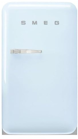 Smeg, FAB10RPB6 Réfrigérateur Table Top Vintage 1 Porte, 122L, Charnières à Droite, Froid Statique, Congélateur 17L, 1 Clayette Réglable, 1 Bac Légumes et Éclairage LED, H 97cm, Bleu Azur