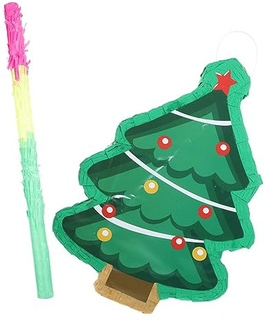 NAMOARLY Weihnachtsbaum-piñata Aus Papier Mit Stab Für Partyspiele Fein Verarbeitet Leuchtende Farben Für Dekoration Und Festliche Atmosphäre
