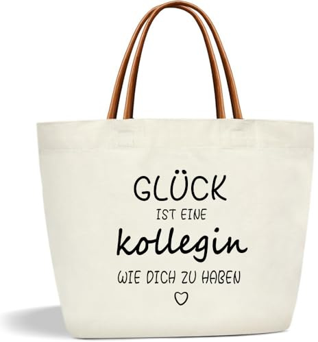 Geschenk Canvas Tote Bag Baumwolle Einkaufstasche für Kollegin, Arbeitskollegin als Dankesgeschenk, Shopper Bag zum Abschied, Geburtstag, Weihnachten
