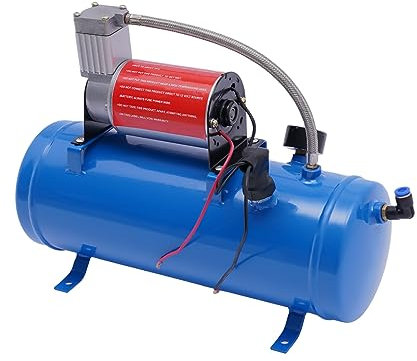 WOLEGM Druckluft Kompressor, 12V Auto Luftkompressor Geräuscharm bis 150 PSI mit 6L Tank Luft Compressor für Autoreifen, Automobilmotoren, Fahrräder, Bälle, Blau