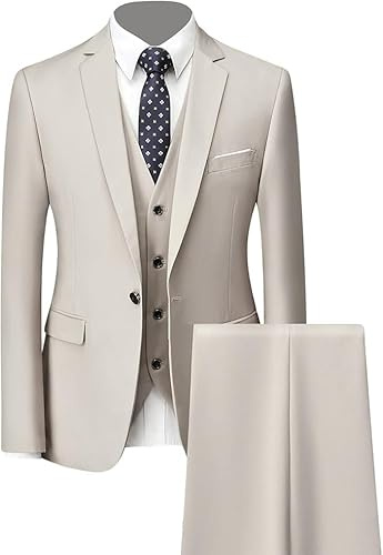 3-delat kostymset med vanlig passform för män, byxor, väst, solid tvåknappskavaj, slim fit, lediga bröllopskostymer för brudgummar, 1 x mandarinknapp, 6XL