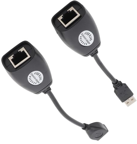 USB 2.0 to RJ45 Adapter for Cat5/RJ45/Cat6 Patch Cord, Ethernet Extension Extender Network Adapter for USB Cameras, Printers, Web Cameras, Keyboard