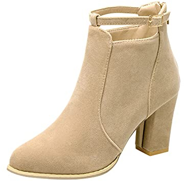 Stivaletti da donna con tacco alto, eleganti, alla caviglia, eleganti, per il tempo libero, beige., 39 EU