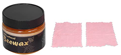 Cire d'abeille sans cire d'abeille pour meubles en bois, table, chaise, armoire (une bouteille de cire d'abeille + 2 serviettes)