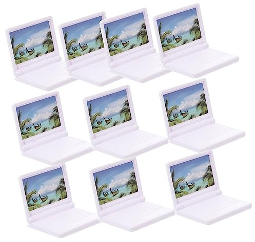 JOINPAYA 10pcs Mini Laptop Model Dollhouse Computer Scene Simulation Plastic Foldable Notebook Toy Micro Landscape Decor Accessories