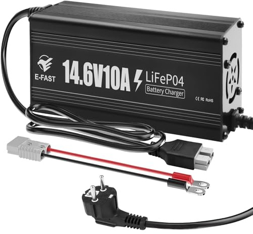 YIFASITE LiFePO4 Batterieladegerät 14,6V 10A Ladegerät 12V für Lithium Batterie Schnelles Aufladen für Wiederaufladbare Lithium-LiFePO4-Deep-Cycle-Batterien von Booten, Wohnmobilen