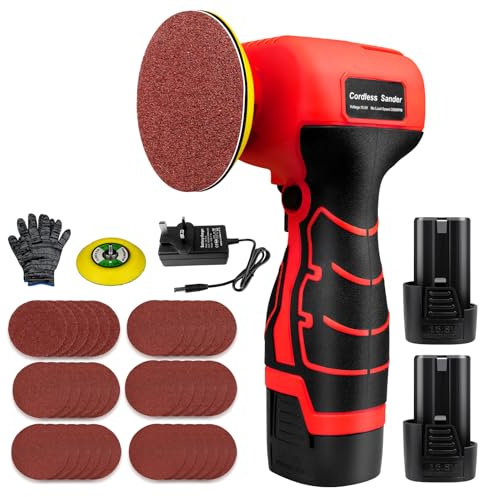 16.8V Cordless Electric Sander with 36PCS Sandpapers, 3500 RPM, 2Pcs 3.0Ah Batteries, Lightweight & Compact Design for Wood, Metal, Paint Removal, and DIY Projects