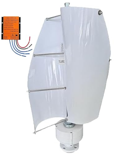 Aerogenerador de 14000W, 12V 24V 48V Turbina Eólica Vertical de Eje Helicoidal de Levitación Magnética, Generador de Imán Permanente Trifásico, para Casa, Terraza, Chalet o Autocaravana(White,48V)
