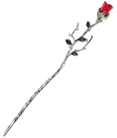 Mikinona Palillo Decorativo Cabello Mujer 1 Unidad Tamaño Estándar Flor Rosa Roja Vintage Accesorios para Moños Boda y Fiestas