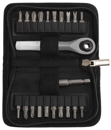 Fyearfly Mini llave de carraca multifunción, acero CRV portátil, 20 puntas incluidas