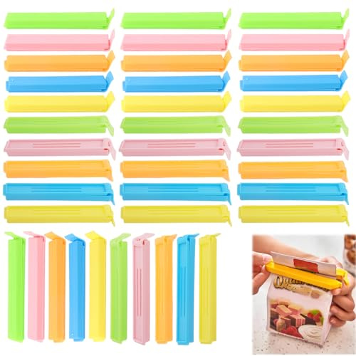 40 PCS Verschlussclips für Beutel, 10,6 cm BPA Frei Clips für Tüten (Blau Grün Rosa Gelb Orange), Wiederverwendbare Verschlussklammern für Lebensmittelbeutel Küche Snack und Camping