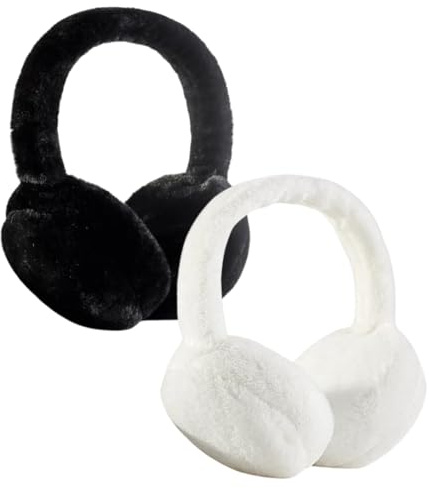 2 Stück Ohrenwärmer höhen verstellbare Ohrenschützer mit weichem Kunstfell und äußere Schale biegsam perfekt für den Winter warm halten für Kinder und Erwachsene