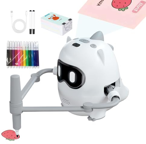 FVPKYUR Robot à Dessiner - Jouets Éducatifs Intelligents Interactifs avec Voix pour Le Développement,Projecteur Découverte Doodle,pour Maison, École, Jardin et Moments en Famille