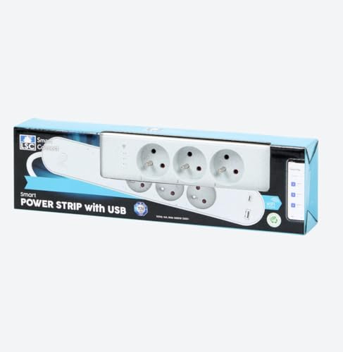 LSC Smart Connect Multiprise Connectée WiFi avec USB, 3 Prises et 2 Ports USB, 230V 50Hz 16A, Contrôle par Application Smartphone