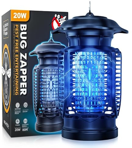 Insektenvernichter Elektrisch, Mückenlampe 4200V Fliegenfalle mit 20W UV, Mückenfalle Elektrisch, Wasserdicht IPX4, Insektenfänger Fliegenfänger Insektenfalle für Außen und Innen, Schlafzimmer, Haus