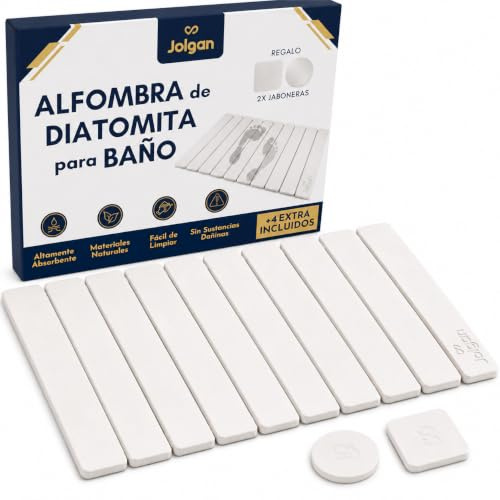 JOLGAN Alfombra de Baño de Diatomita Plegable 60x39 cm Blanca