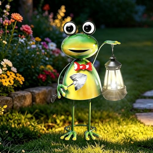 Grenouille décorative pour l'extérieur, statue de jardin solaire avec lumière solaire, grenouille d'extérieur étanche, décoration extérieure pour jardin, pelouse, terrasse, maison, cadeaux pour femmes