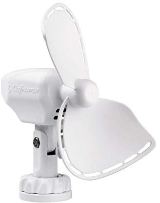 Ultimate™ 12 Volt Ventilator mit 2 Geschwindigkeiten, Zusatzstecker, Weiß, Hergestellt in Kanada.