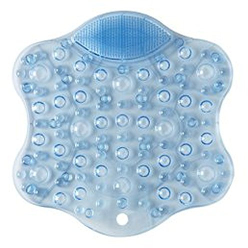 Body & Sole Shower Tub Mats for Shower Floor Soothes Tired Feet and Improves and Stimulates Circulation with Reflexology Bumps (Clear Blue)