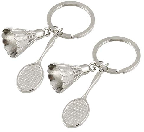 EQLEF Badminton nyckelring, kreativ metall 3D badminton nyckelring sport nyckelring boll nyckelring 2 st