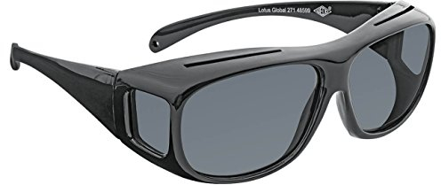 WEDO 27148599 Überzieh-Sonnenbrille für Autofahrer & Brillenträger, polarisierende Gläser gemäß ISO Norm, 100% UV Schutz, inkl. Hülle, Schwarz, für Brillen mit max. Breite 14 cm & max. Höhe 5 cm