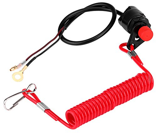 Keenso Universale Fuoribordo Switch Chiavi Moto Fuoribordo Tosaerba Motore di Emergenza Stop Interruttore W/Tether Cordino Cavo Altri Trasporti, come immagine, Standard