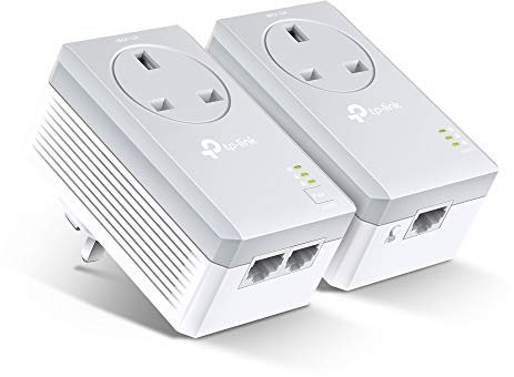 TP-Link TL-PA4022PKIT Passthrough Powerline Adapter Starter Kit, No Configuration Required, HD video streaming & Online Gaming, UK Plug